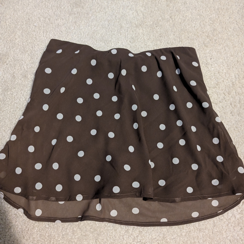 Abercrombie & Fitch Brown and White Polka Dot Mini Skirt